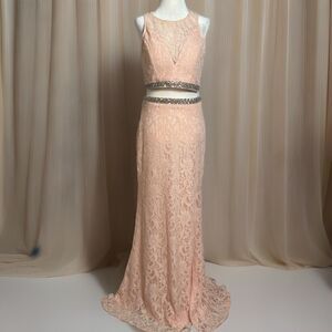 Y2K Fairycore 2 Piece Formal Prom Dress Beaded Waist rhinestones glitter Size 9